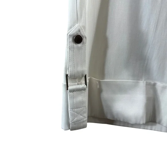 Cache White Cargo Capri Pants Belted Wide Leg Y2K Utility Trousers Womens 4 - Picture 9 of 11